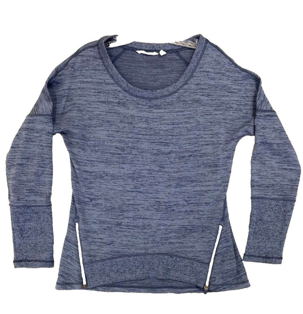 ATHLETA Sweatshirt Size M Blissful Sharkbite Heathered Blue Athleasure Zipper